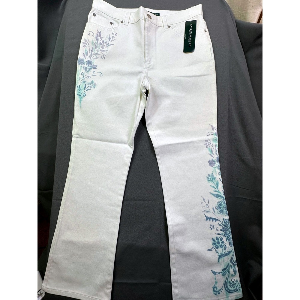 Vintage Lauren Jeans Co Ralph Lauren‎ White Floral Bootcut Jeans Women's Size 8
